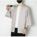 Summer New Men's Lightweight Kimonos Traditional Japanese Clothing Male Open Front Cardigan Cloak Yukata Jacket Coat White