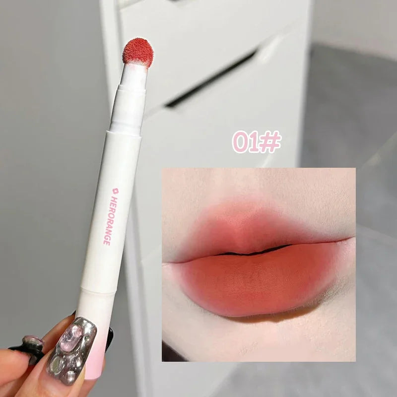Liquid Lipstick with Cushion Applicator Velvet Matte Lip Gloss Moisturizing Cream Soft Liquid Blush Lip Stick Multi-uses Makeup