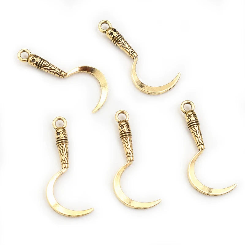 20pcs 30x11mm Death Sickle Charms Pendant Bronze Antique Gold Silver Color DIY Jewelry Accessories for Necklace Bracelet