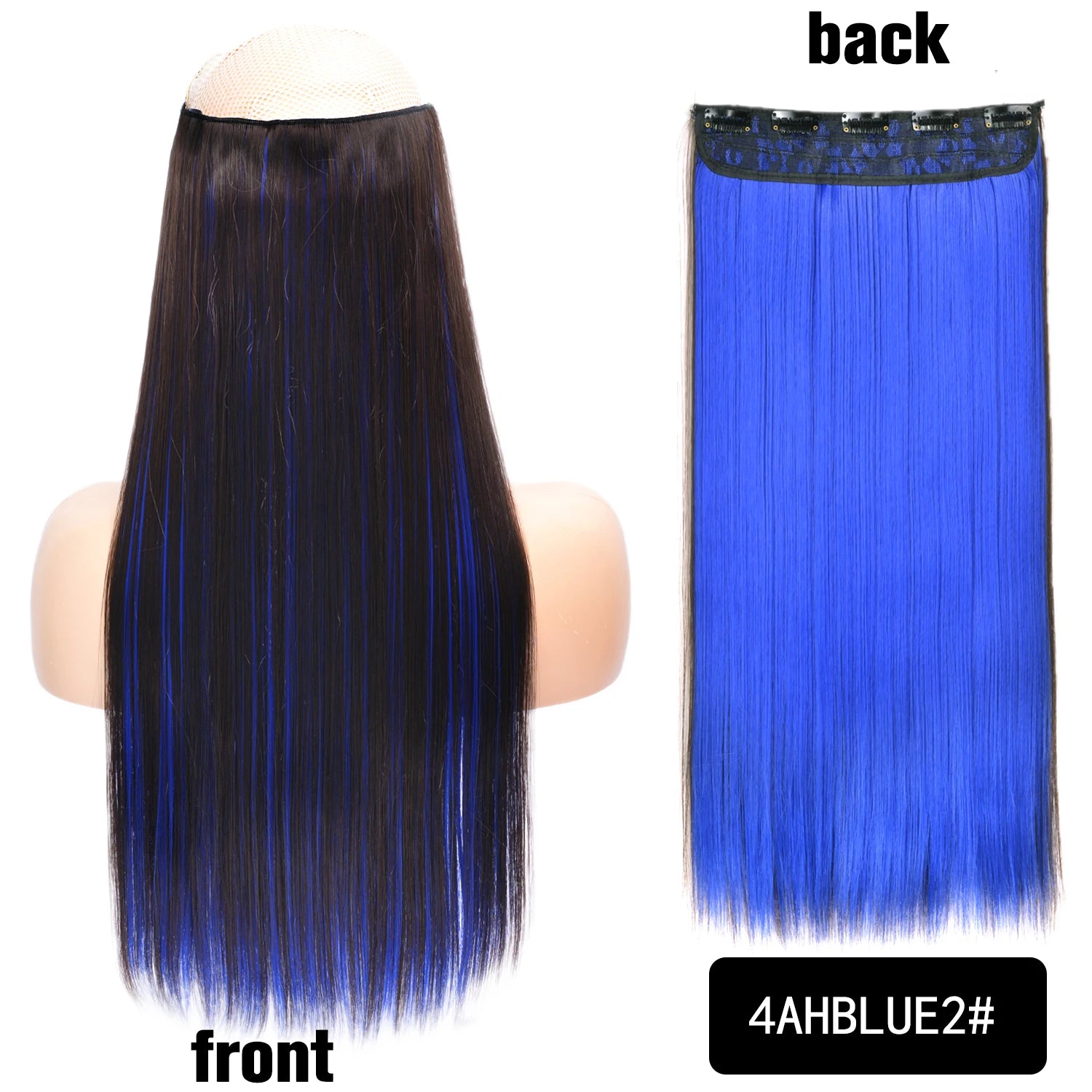 5 Clip-In Hair Extensions Long Straight One Piece Synthetic Heat-Resistant Fibre Hairpiece 22Inch Black Blonde Natural Hairstyle
