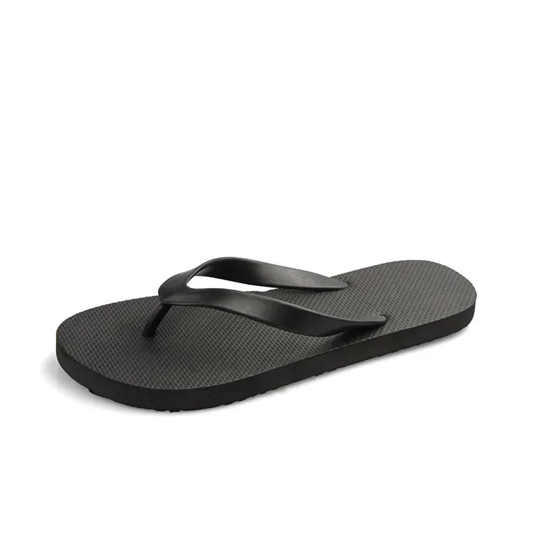 Comfortable Solid Color Non Slip Wearable Soft Slippers Men's Beach Shoes 2025 Summer Flat Heels Casual Flip Flops for Man