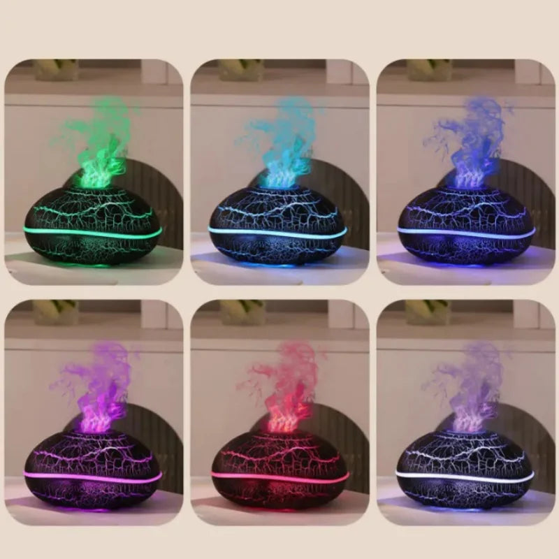 2024 New Simulated Flame Humidifier Colorful Night Light Ultrasonic Atomization Can Add Essential Oil Small Aromatherapy Machine