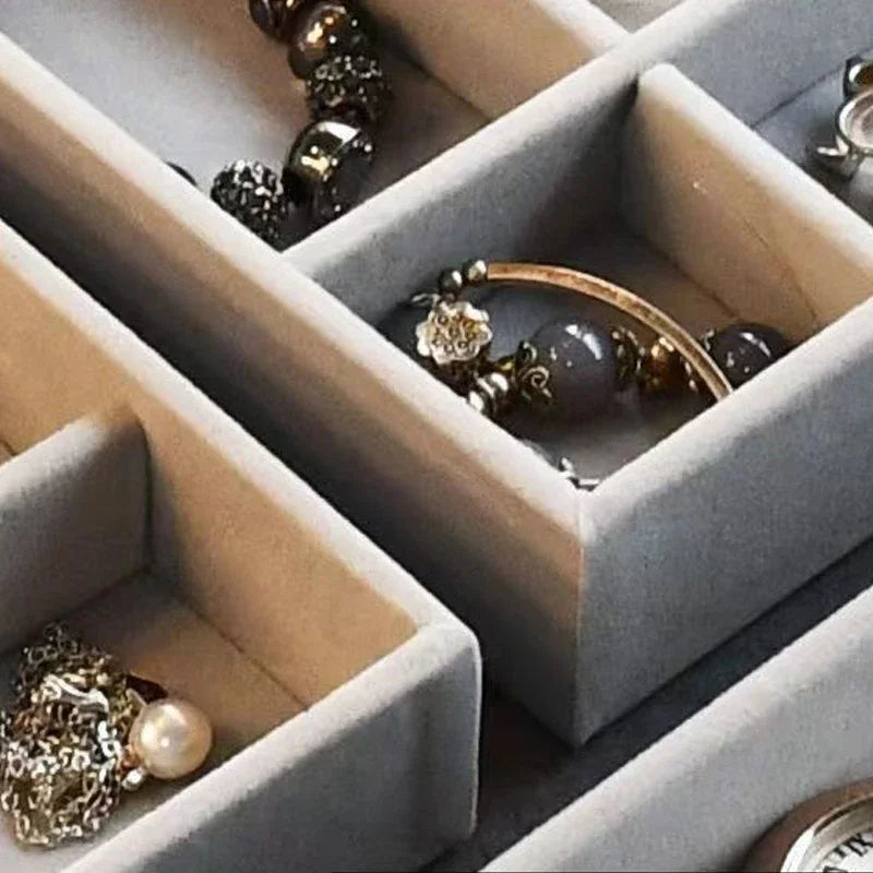 Velvet Acrylic Jewelry Organizer With 3 Drawers Stackable Display Storage Earrings Necklace Bracelets Box Holder Case For Women