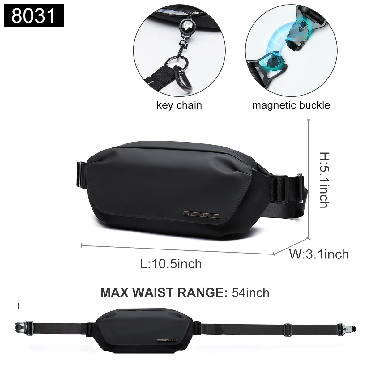 Fashionable Solid Waterproof  Men's Crossbody Shoulder Bag Daily Travel Sports Fanny Pack Bumbag Trend Phone Waist Bag