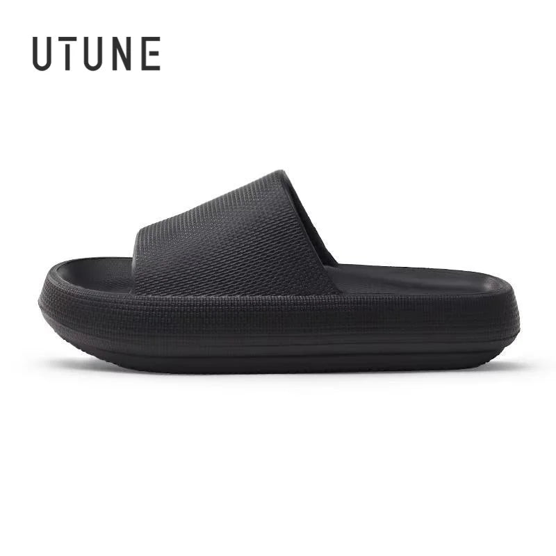 UTUNE 4.5CM Sandal Slides Women Men Couple Thick Sole Soft Indoor Platform House Shoes Men Bathroom Home Summer EVA Non-slip San