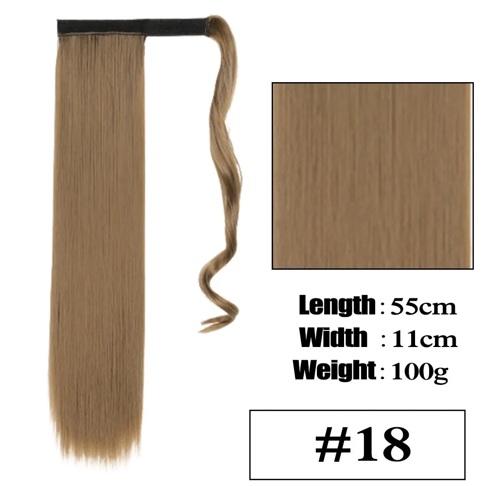 VIVIEIEI Ponytail Hair Extension 22 Inch 100g Natural Black Ponytail Extension Clip in Wrap Around Hair Extension Hairpieces