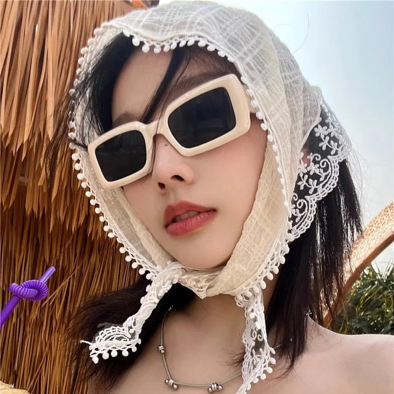 Girls Lace Headscarf Sweet Korean INS Pastoral Style Summer Triangle Scarf Hair Band Fashion Cute Women Hair Accessories