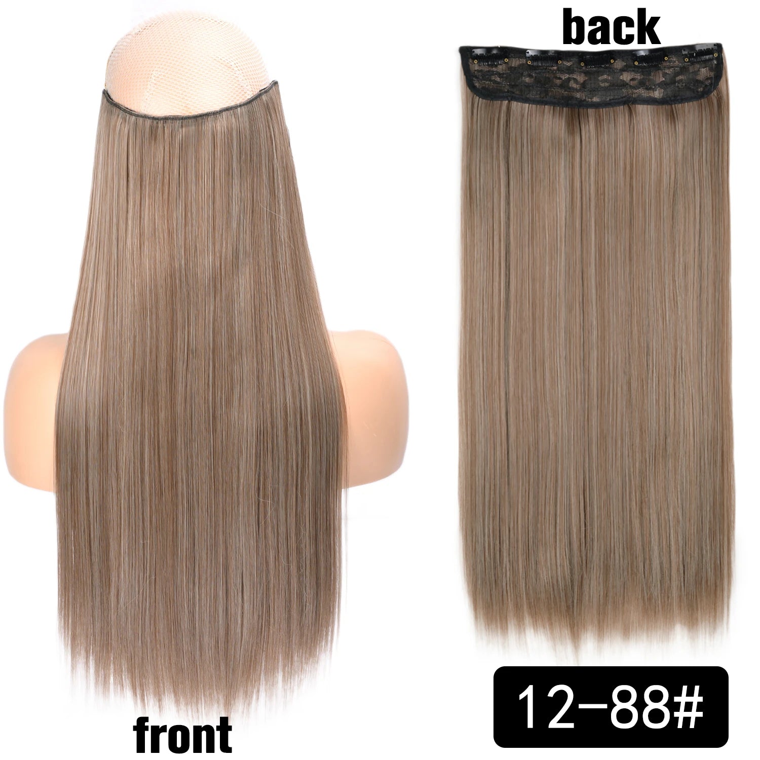 5 Clip-In Hair Extensions Long Straight One Piece Synthetic Heat-Resistant Fibre Hairpiece 22Inch Black Blonde Natural Hairstyle