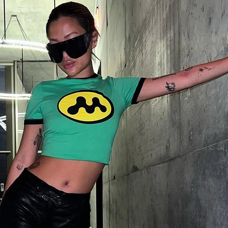90s Vintage Gothic T-shirt Y2k Goth Crop Top
