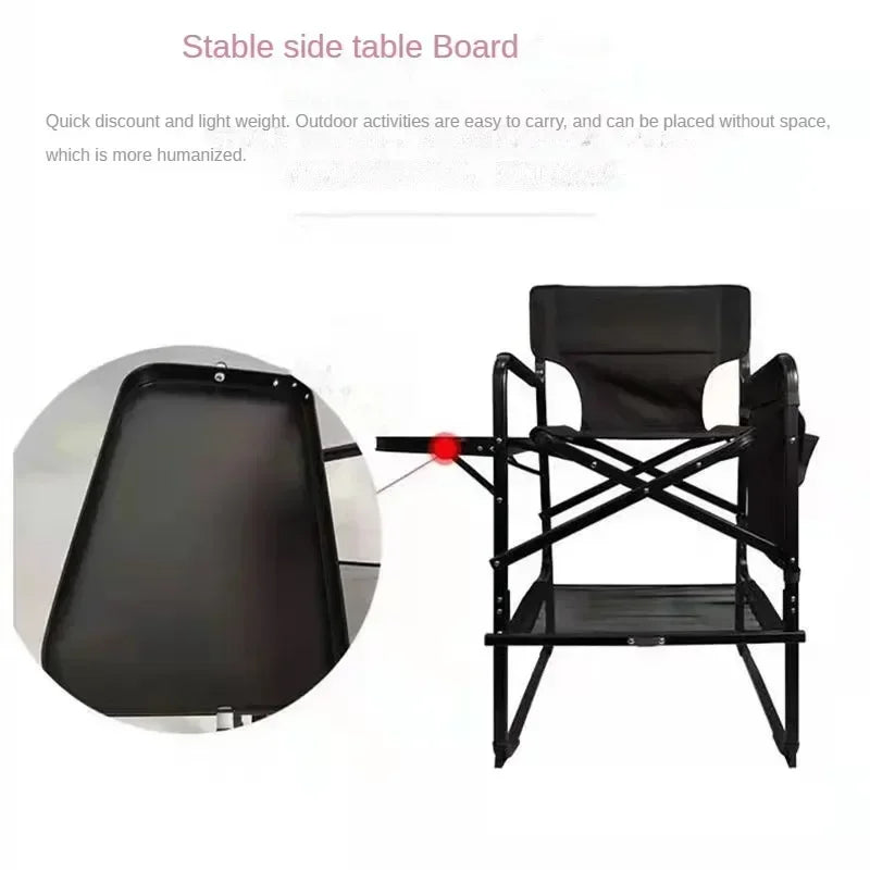 Aluminum Makeup Maestro Chair Sleek Black Pro Folding Director's Seat Outdoor Glamour Camping Throne Portable Hair Chair