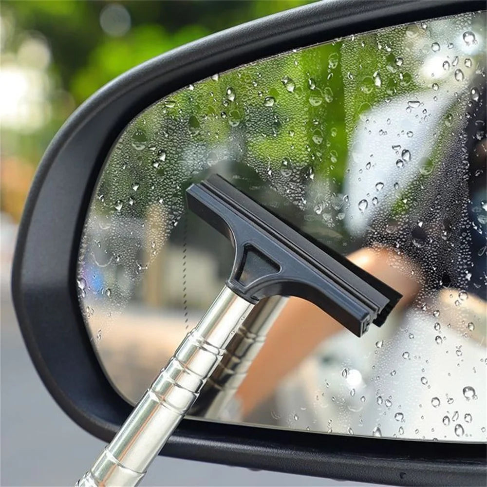 Car Rearview Mirror Wiper Stainless Steel Telescopic Retractable Layered Brush Head Auto Mirror Wash Clear for Auto Accessories