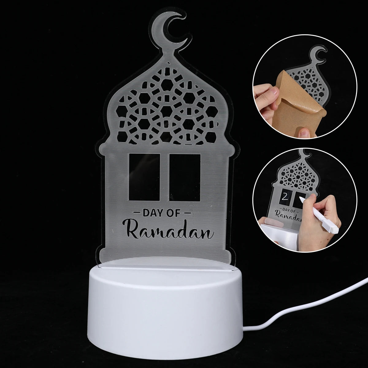 Eid Mubarak 3D LED Lamp Ramadan Night Light 2025