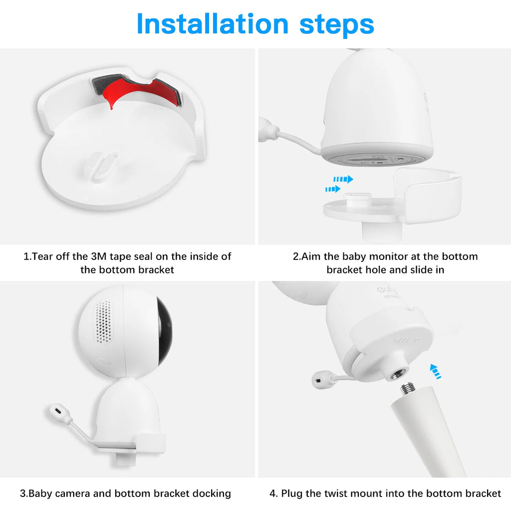 Flexible Twist Mount Bracket for eufy Security 720P Video Baby Monitor Camera,Attaches to Crib Cot Shelves or Furniture