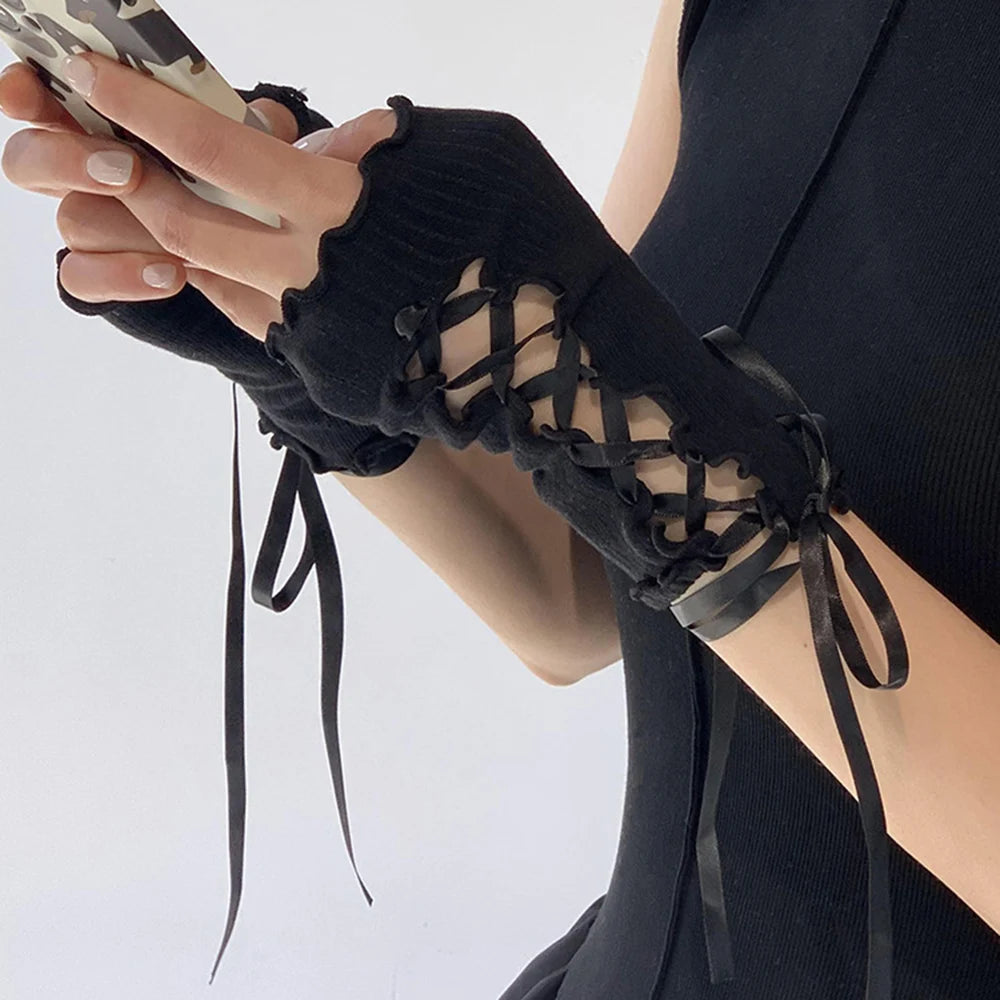 Bandages Arm Sleeves Korean Spicy Y2K Girls Personality Ballet Style Oversleeve Jk Lolita Cosplay Dress Up Fingerless Gloves
