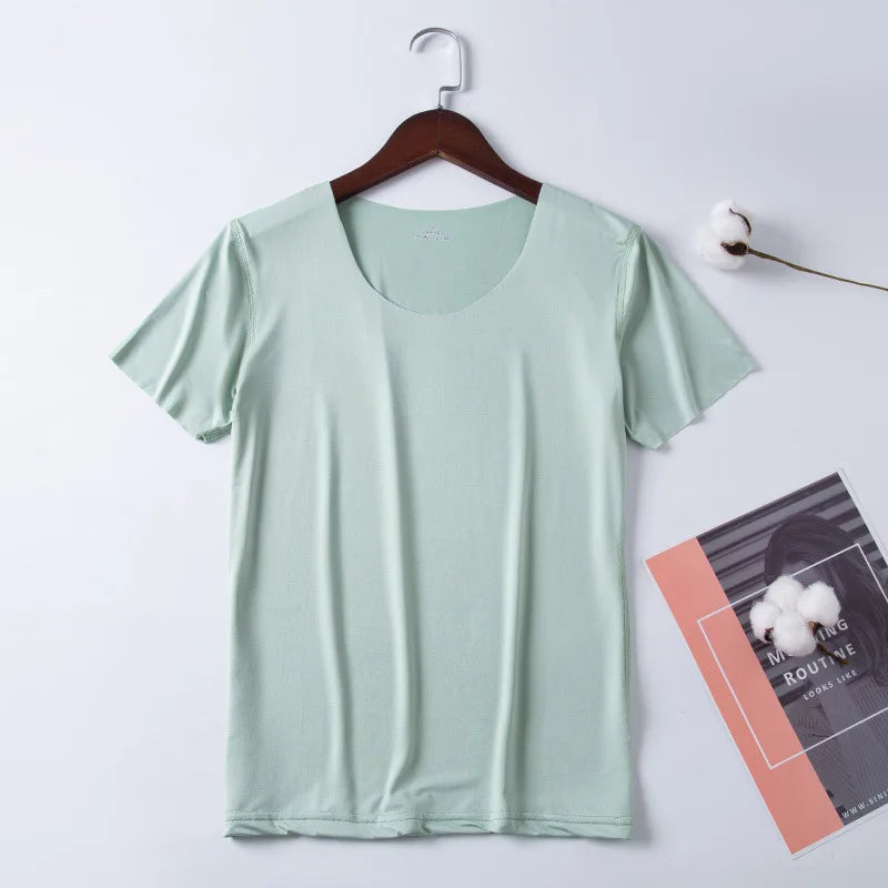 Women Ice Silk T-shirt Vest Y2k Tank Top