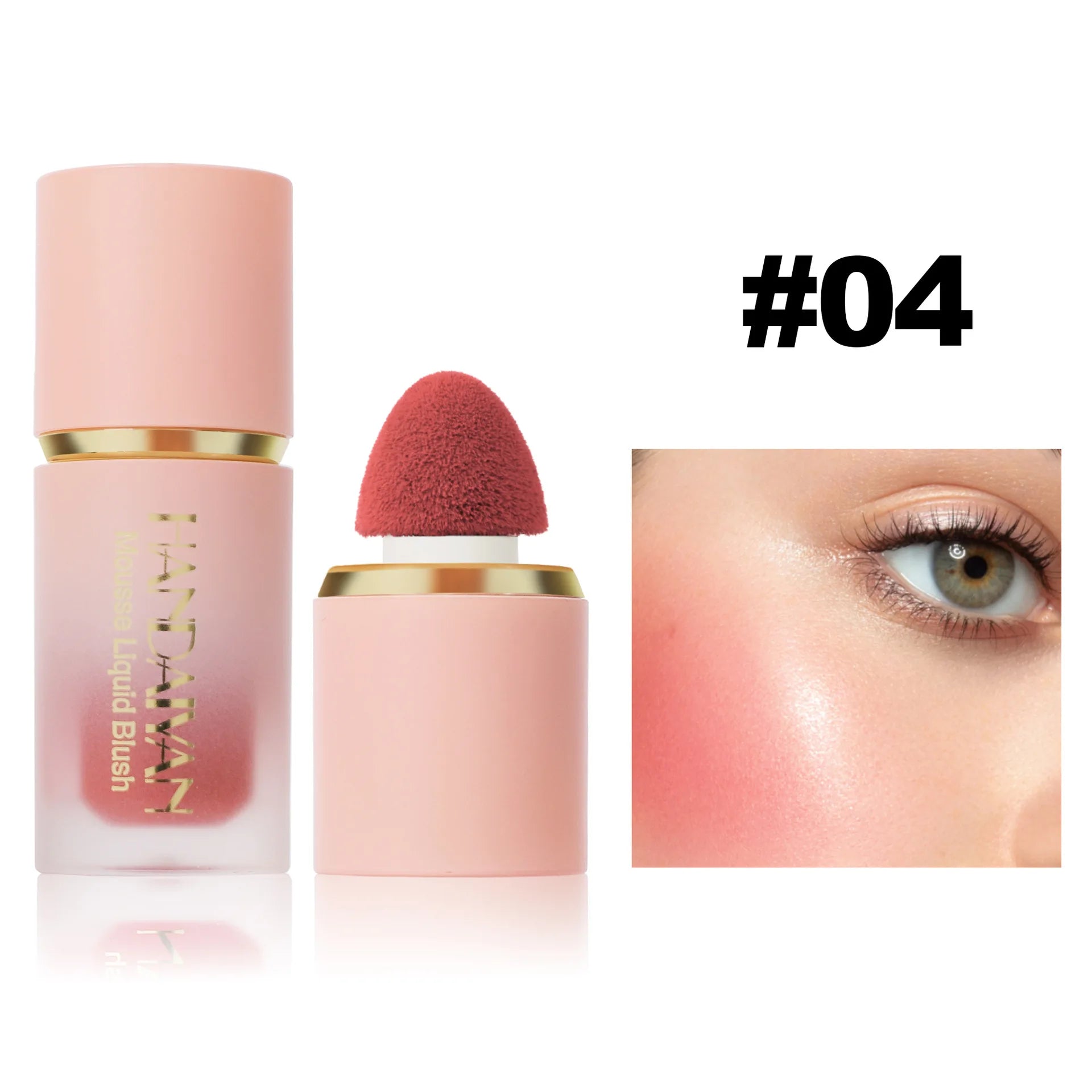 6 Colors Liquid Blush Sponge Brush Head Cute Makeup for Women Party Daily Use All Skin Types Waterproof Blush Stick Cosmetics