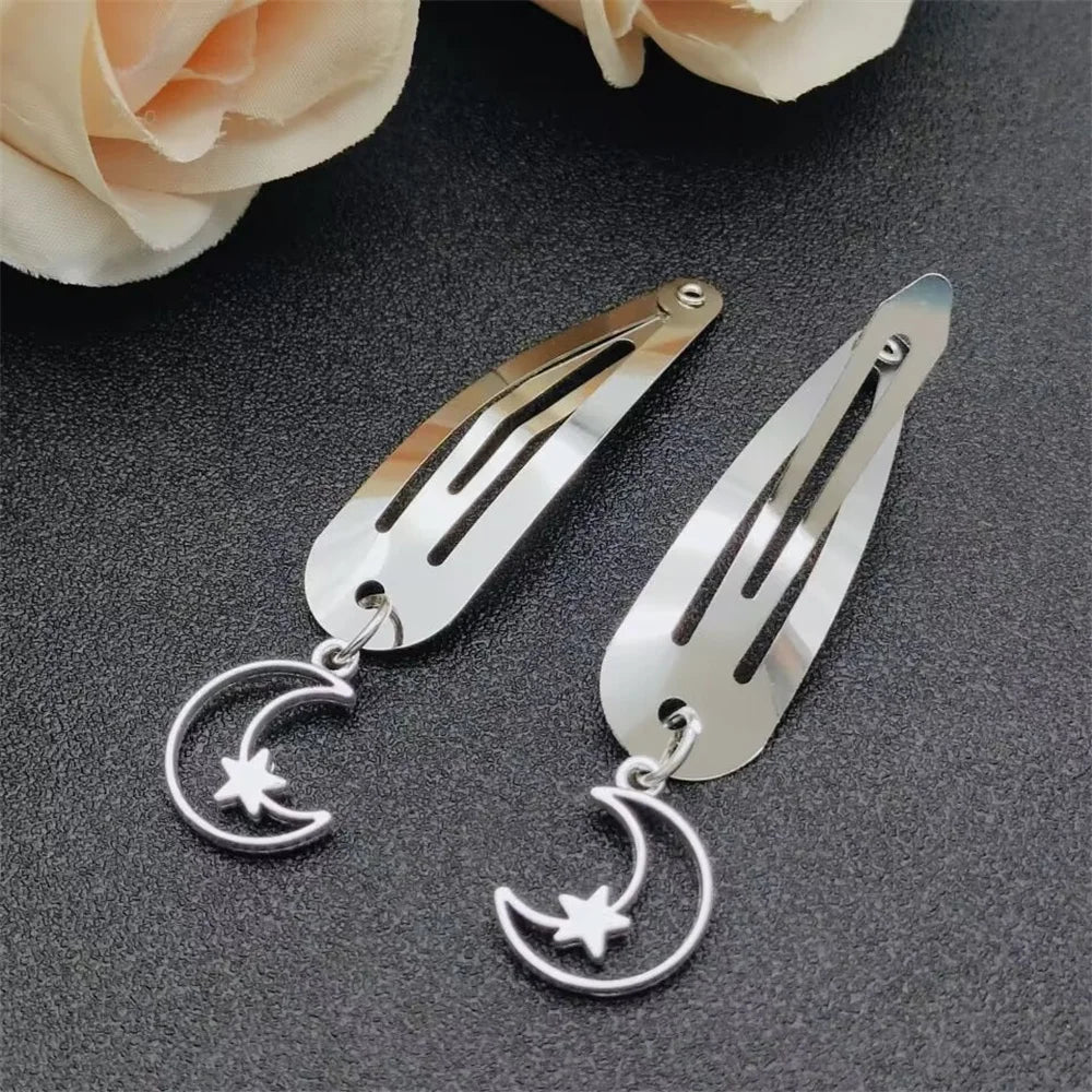 Fashion Metal Geometry Pendant Hair Clip Women's Love Butterfly Star Headwear Punk Girls' Hair Accessories Charm Jewelry Gift