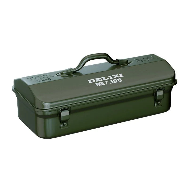 DELIXI Thicked Iron Tool Box Multi-functional Hard Case Industrial Tools Storage Box Household Car Hand-held Steel Storage Box