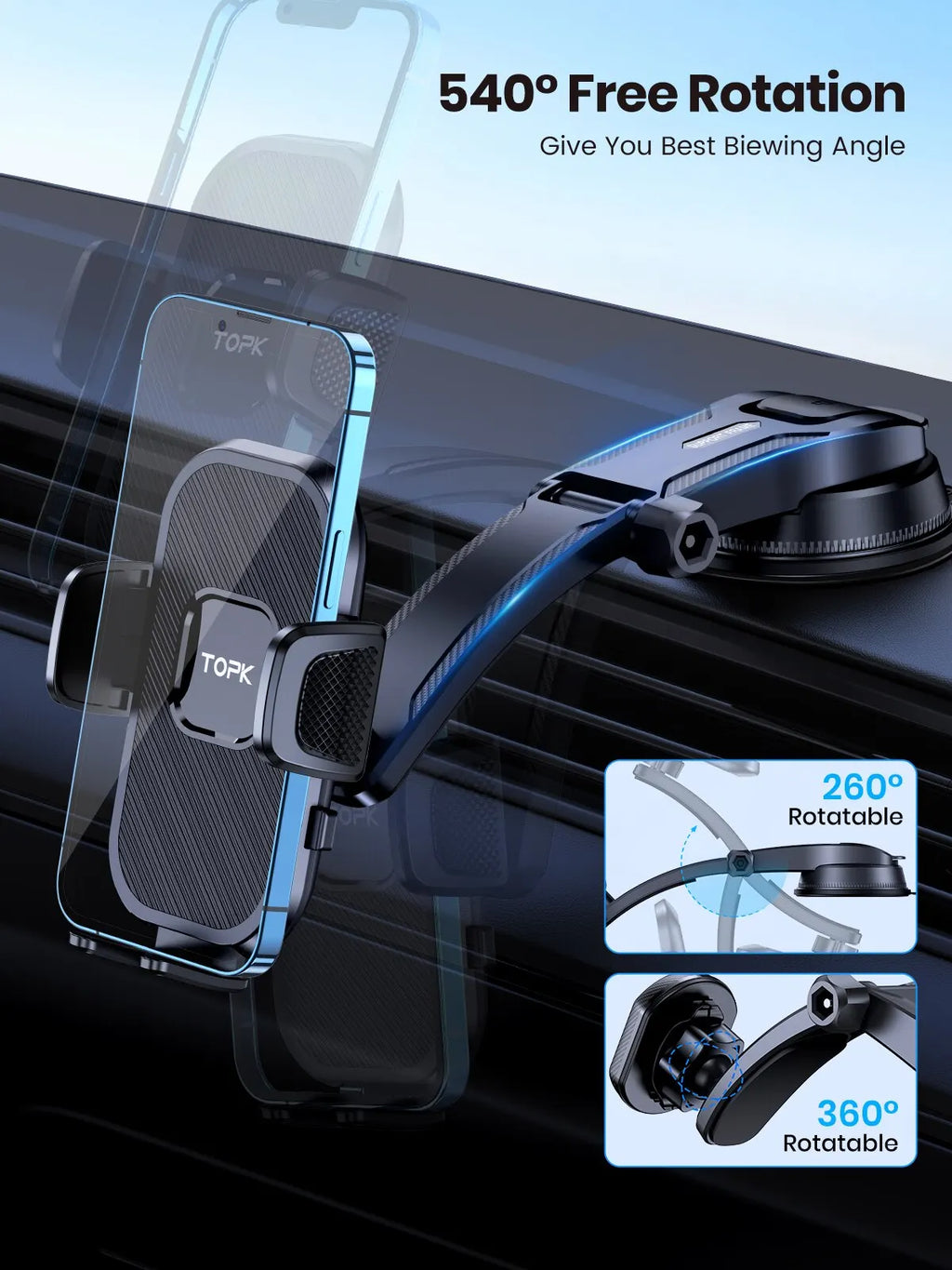Car Phone Holder Gravity Stand Dashboard Mount
