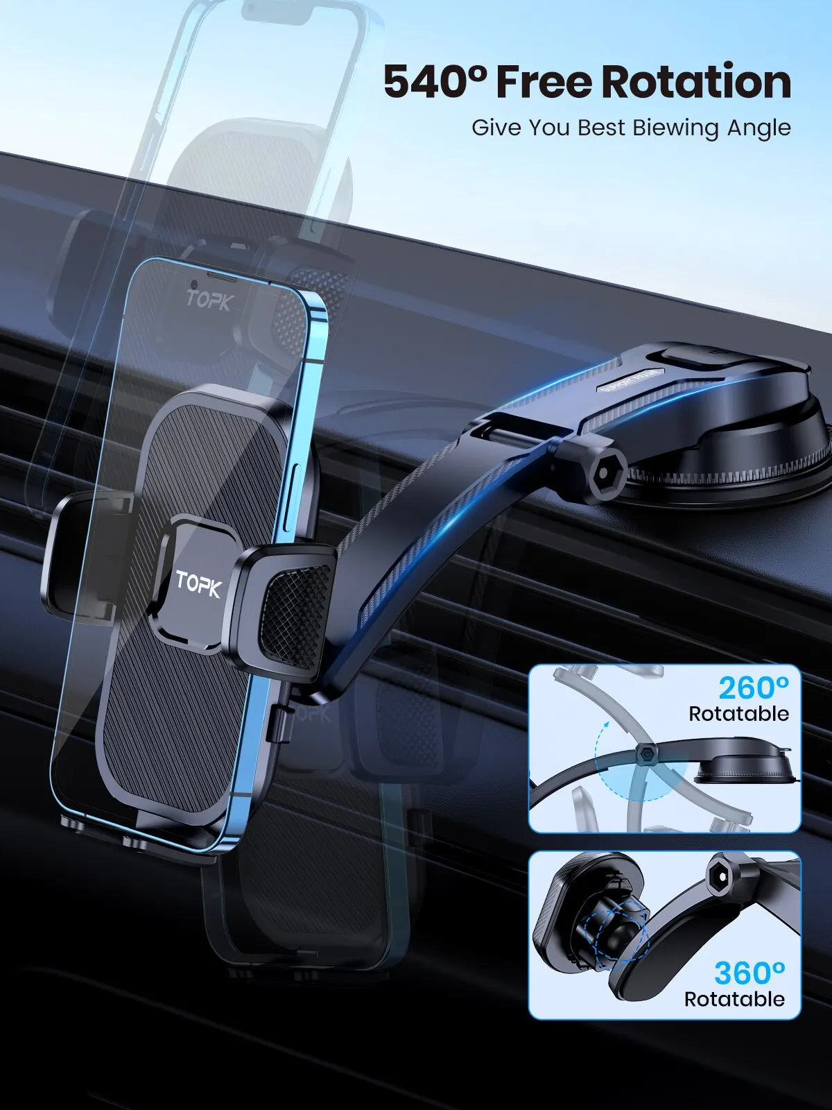 Car Phone Holder Gravity Stand Dashboard Mount