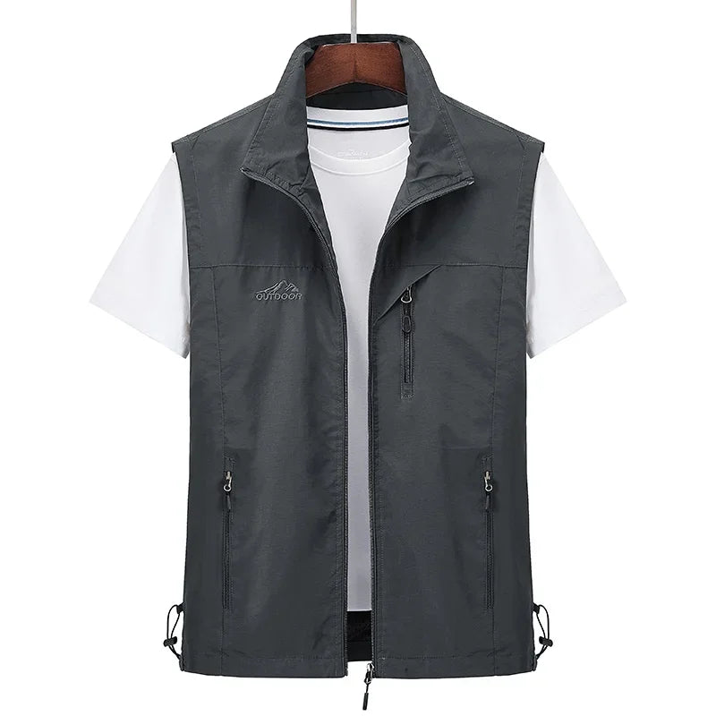 Spring and Summer Vest Jacket for Casual Sports, Waterproof, Windproof, Breathable, Ultra-thin Men's Fishing Vest