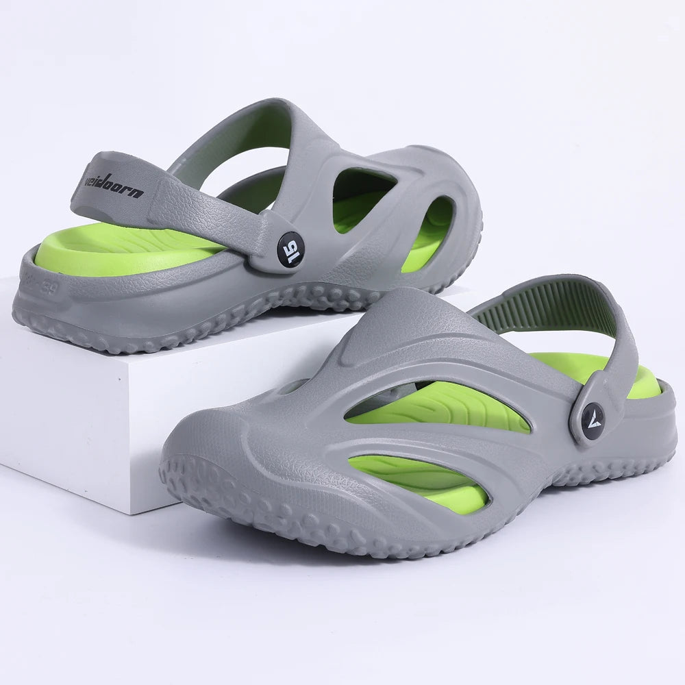 Litfun Men Clogs Slippers Outside Beach Slides EVA Light Soft Sandals Flat Shoes Fashion Casual Garden Shoes With Arch Support