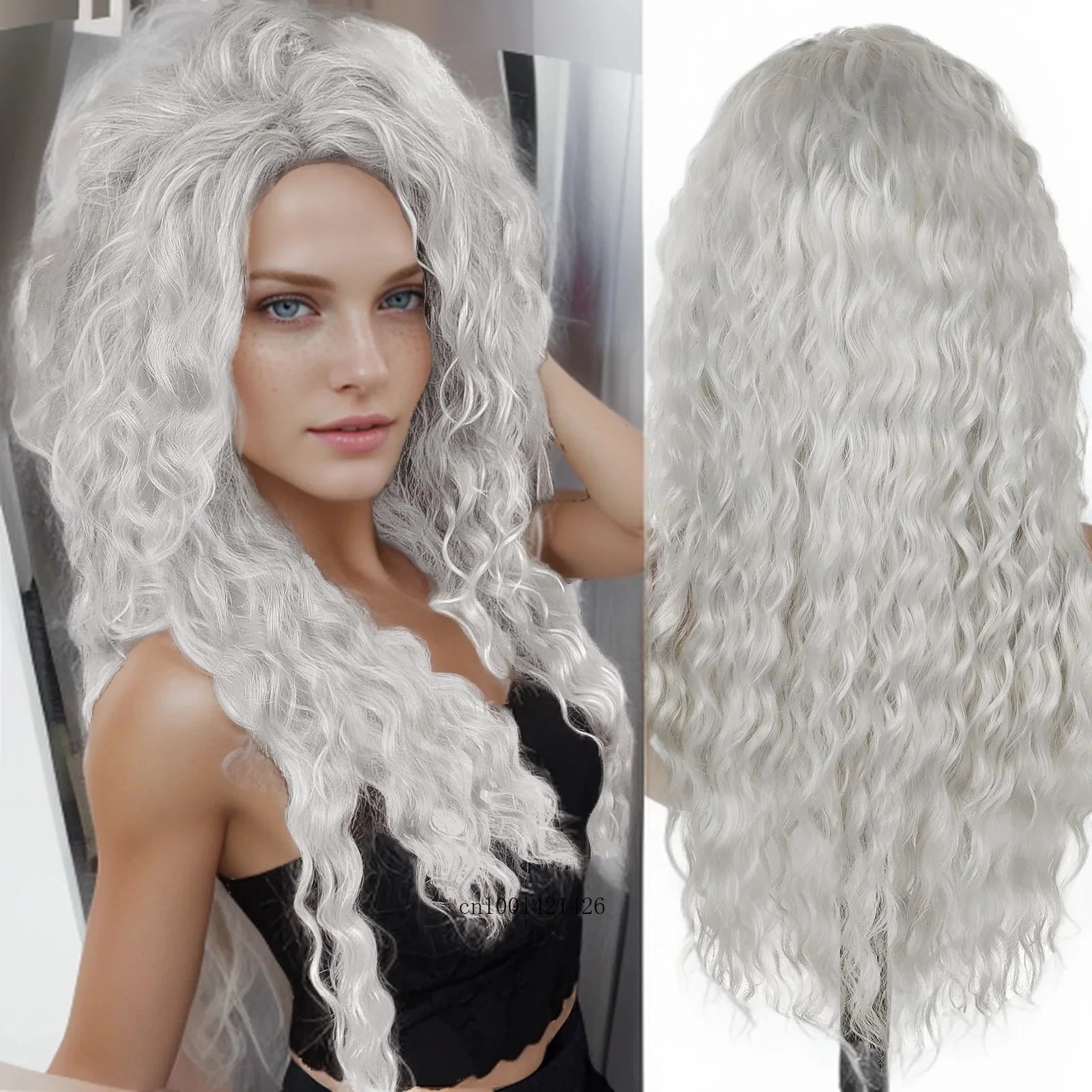 Ash Blonde Curly Wig 26" - Synthetic