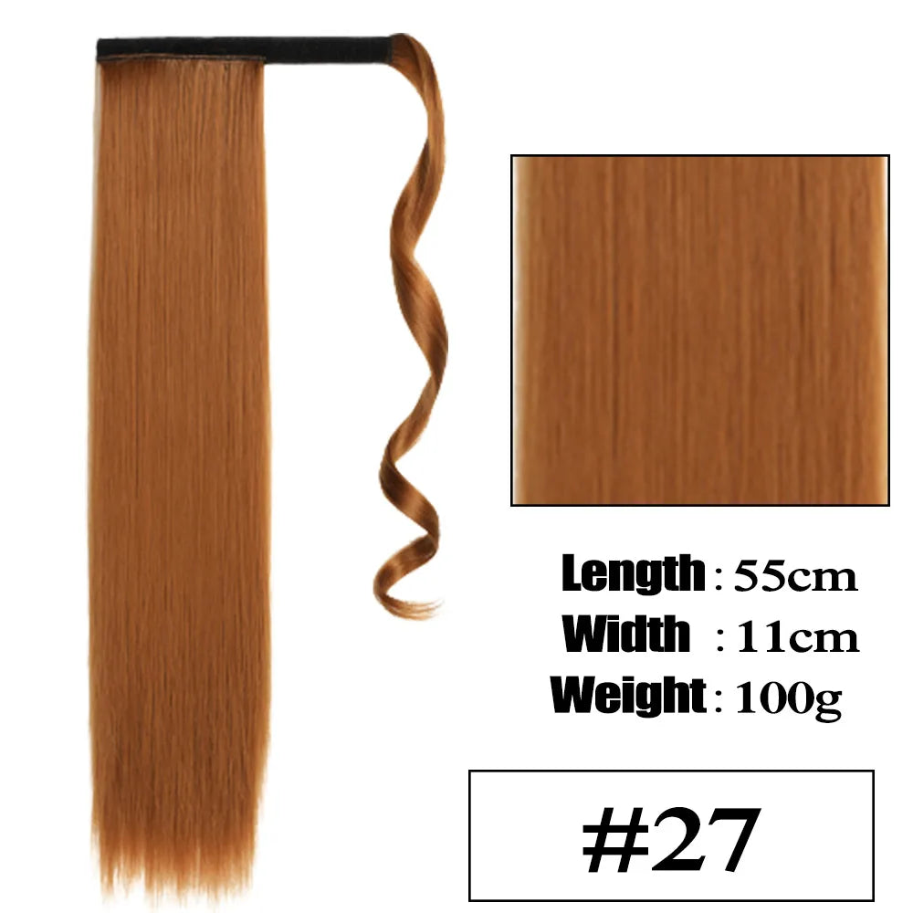 VIVIEIEI Ponytail Hair Extension 22 Inch 100g Natural Black Ponytail Extension Clip in Wrap Around Hair Extension Hairpieces