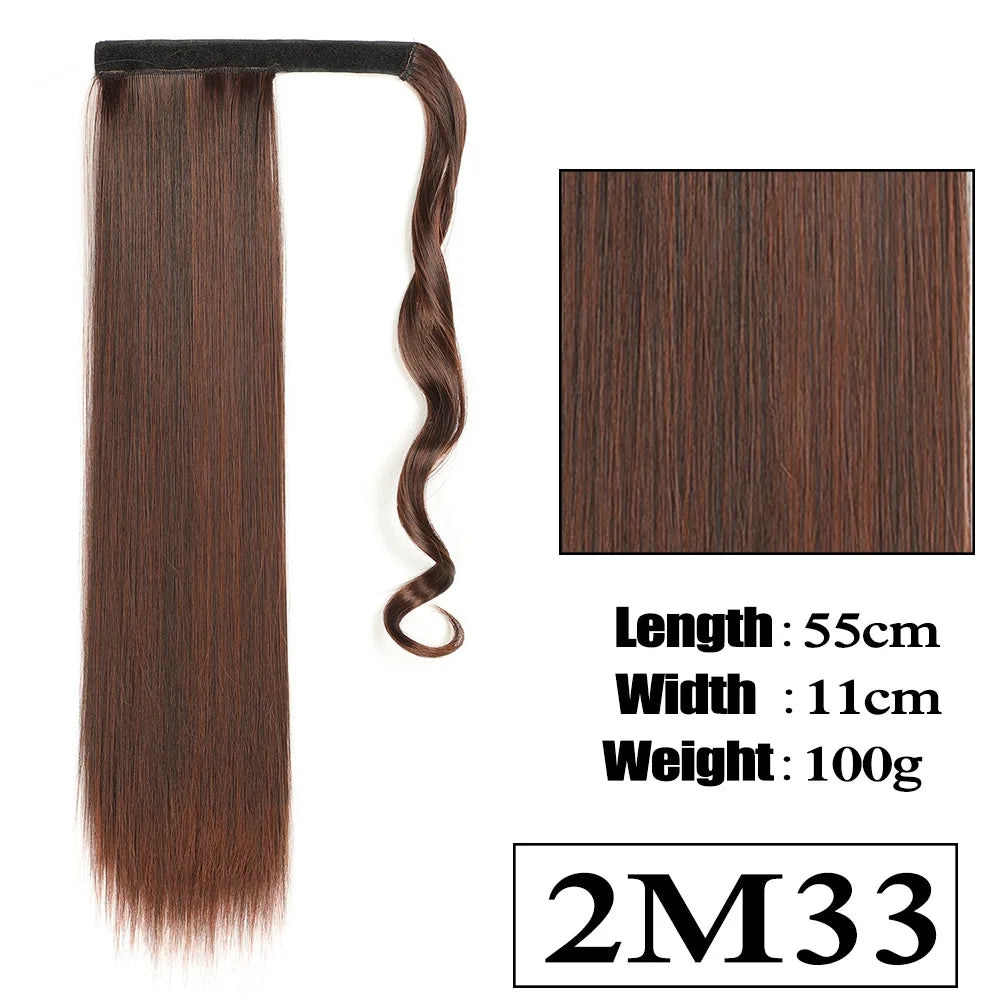 VIVIEIEI Ponytail Hair Extension 22 Inch 100g Natural Black Ponytail Extension Clip in Wrap Around Hair Extension Hairpieces