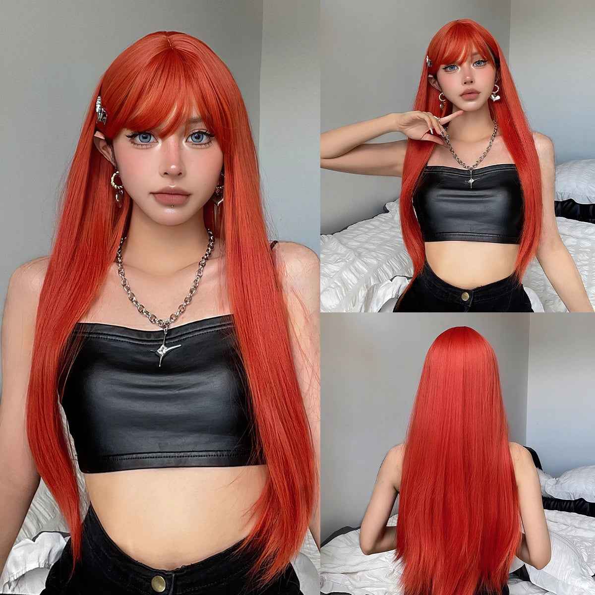 Light Blonde Long Straight Synthetic Wig