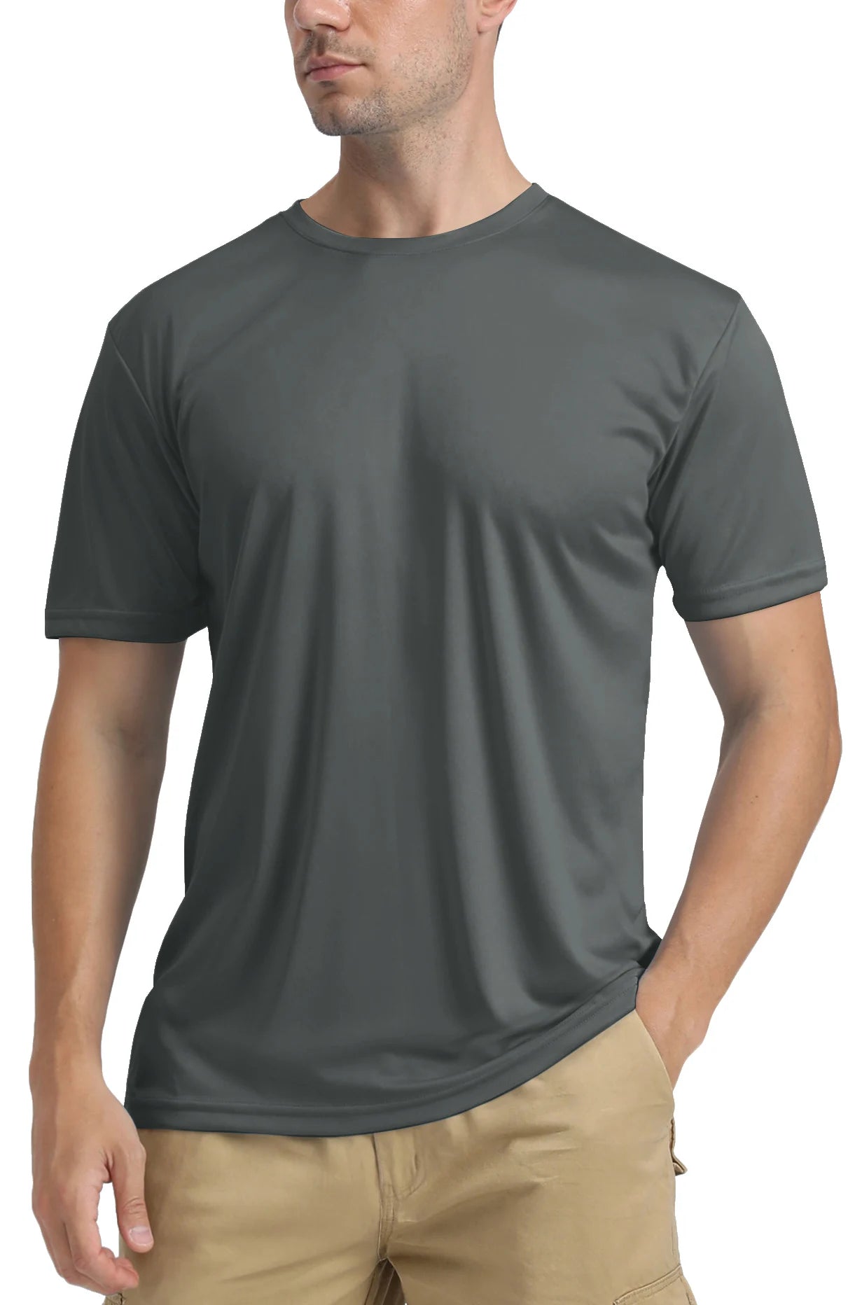 TACVASEN UPF 50+ Soft Summer T-shirts Men's Anti-UV Skin Sun Protection Performance Shirts Gym Sports Casual Fishing Tee Tops