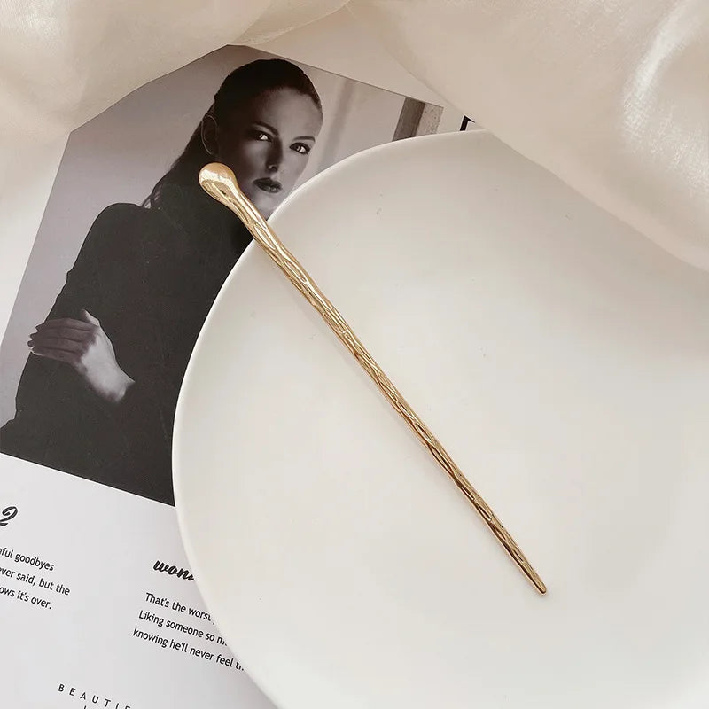 New Women Metal Hairpins Clips Simple Hair Stick Barrette Clip  Alloy Chopstick Wedding Hairstyle Design Tools Hair Jewelry