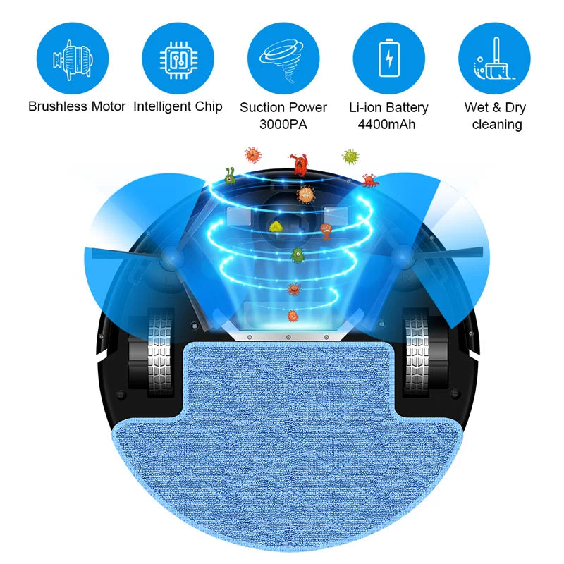 Liectroux M7S Robot Vacuum Cleaner,Smart Dynamic Navigation,4000Pa,Wet Mop,WiFi,Silent,Work with Alexa & Google Home