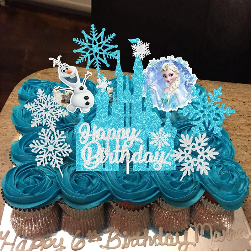 8Pcs Disney Princess Frozen Theme Cake Decorations Cake Topper Kids Girls Birthday Party Supplies Baby Shower Gift