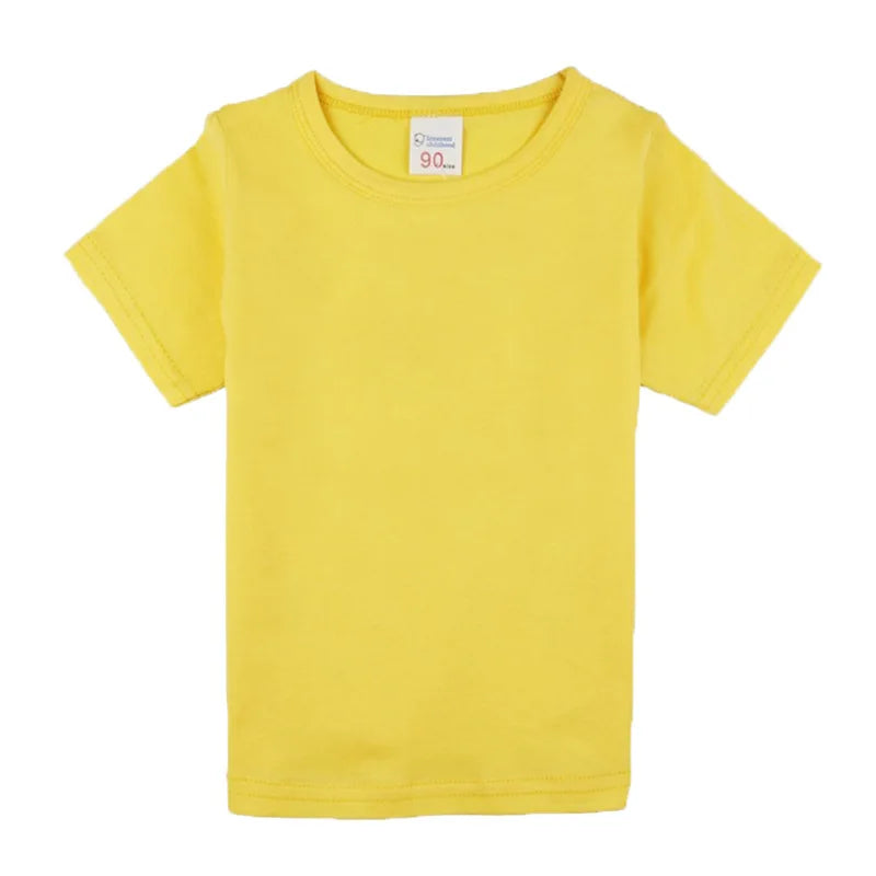 100% Cotton Summer Boys T Shirts Children's Tops Plain Cotton Girls Tops 14 Colors Teenager T-Shirts Kids T-Shirts for 1-14Years