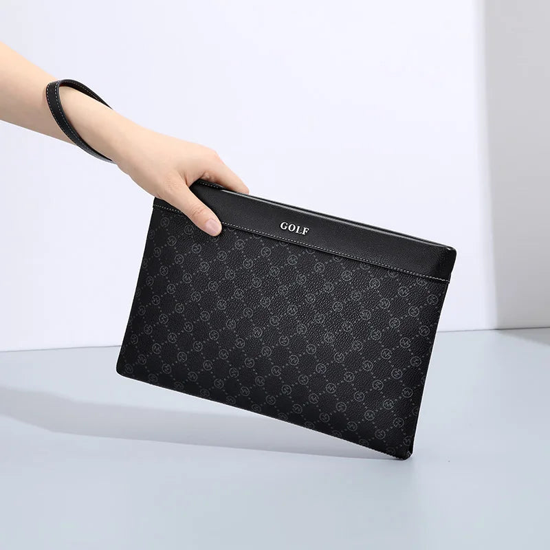 GOLF Men's Handbag Large Capacity Business Men's Bag Business Casual Soft Leather Portable Envelope Bag Mobile phone bag