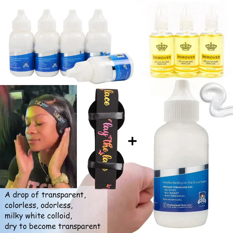 Lace Tint Spray For Wigs Hair Wax Stick Edges Control Wig Glue Adhesives Glue Remover Wig Installation Kit Set Brush Accessories