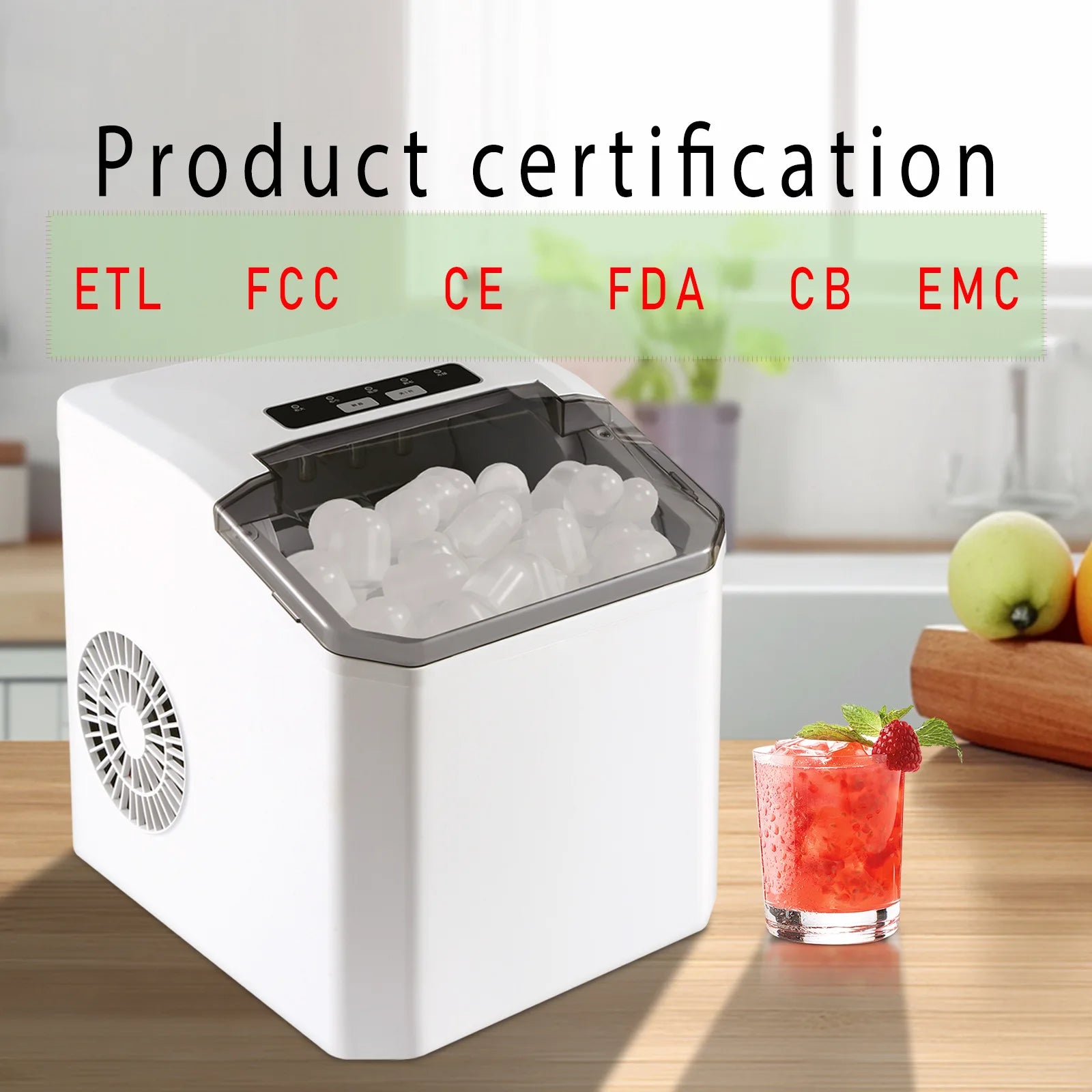 Countertop Ice Maker Machine Portable Ice Makers Countertop Make 12kg ice in 24 hrs Ice Cube Ready in 6-13 Mins