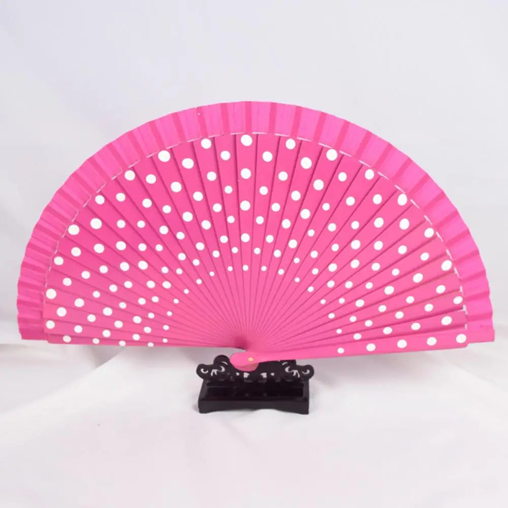 Dot Print Spanish Folding Fan Double-sided