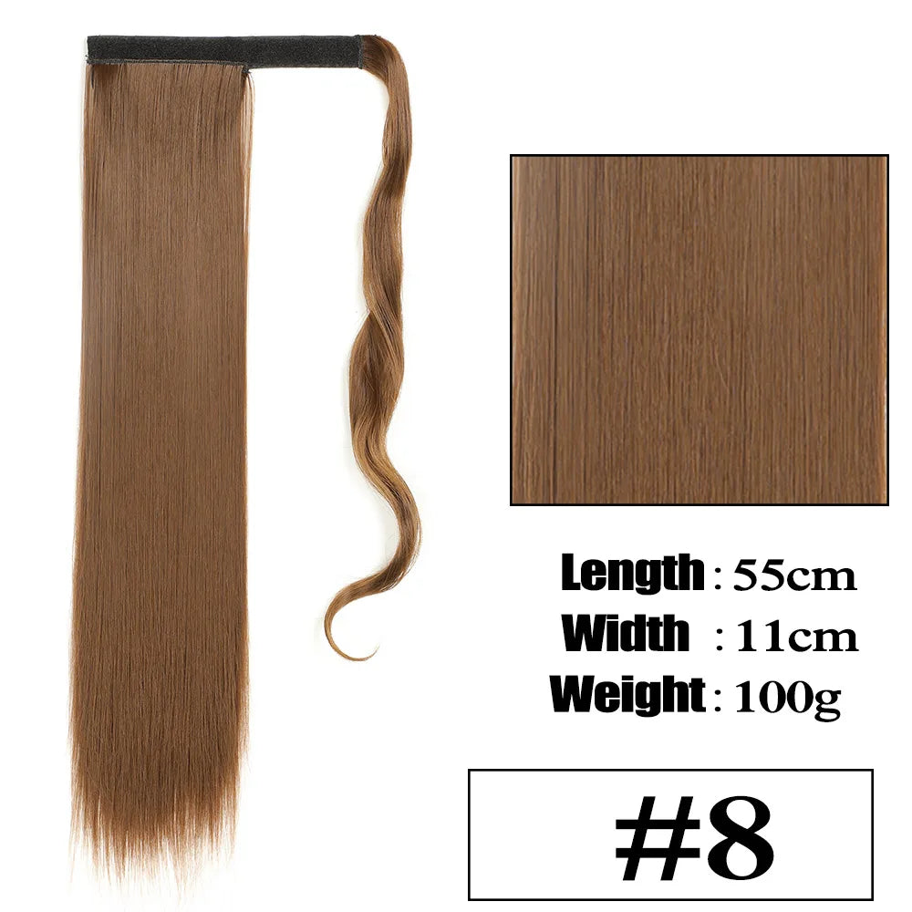 VIVIEIEI Ponytail Hair Extension 22 Inch 100g Natural Black Ponytail Extension Clip in Wrap Around Hair Extension Hairpieces