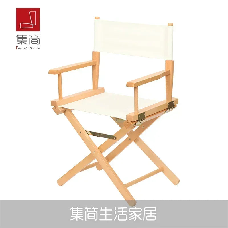 Versatile Solid Wood Director Chair Folding Canvas High Stool Multipurpose Office Chair Makeup Chair Portable Seat Comfortable