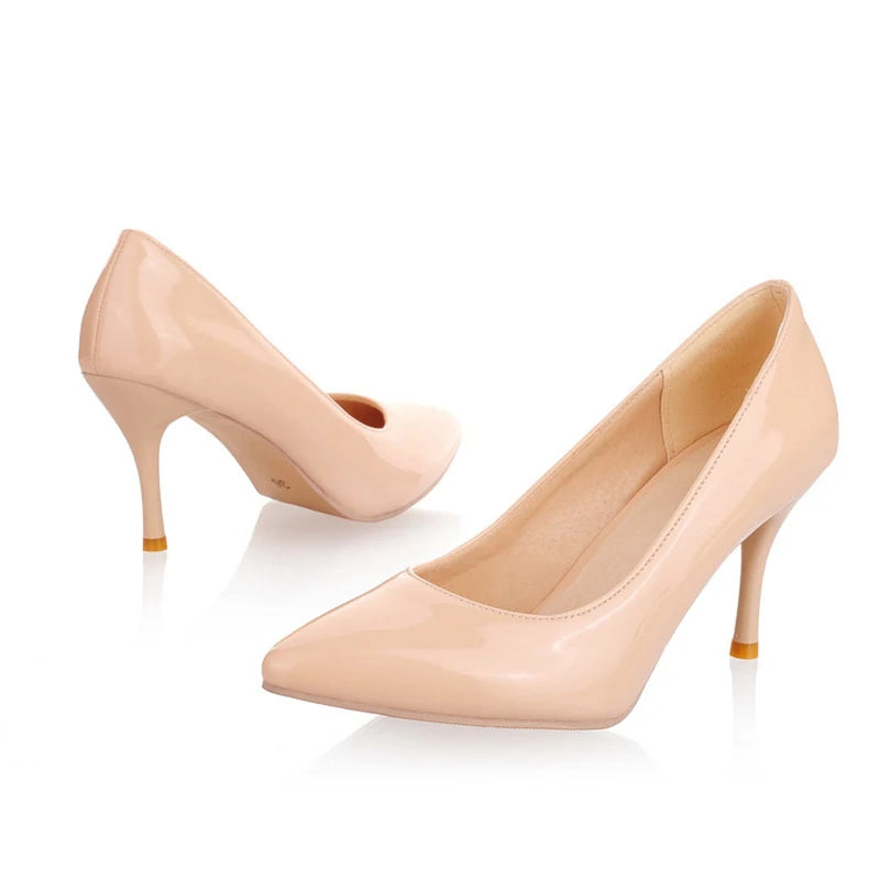 Fashion High Heels Women Pumps Shoes Large Size 45 47 Classic White Red Nude Pink Heeled Sexy Prom OL Office Wedding Shoes Lady