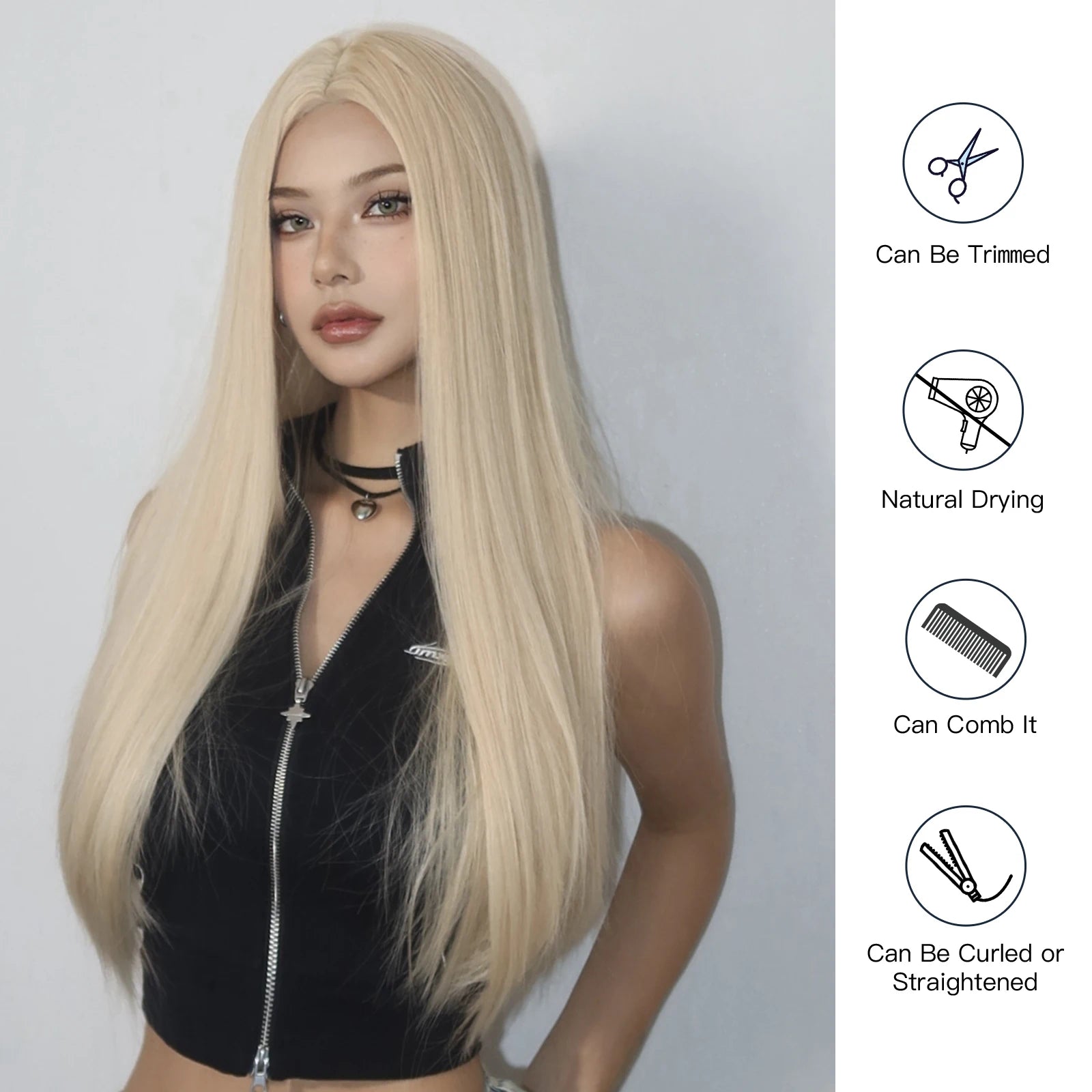 Light Blonde Straight Synthetic Wig - Long