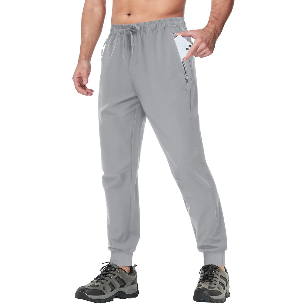 TACVASEN Summer Quick Dry Hiking Pants Mens Casual Zipper Pockets Sports Training Pants Outdoor Jogger Running Gym Work Trousers