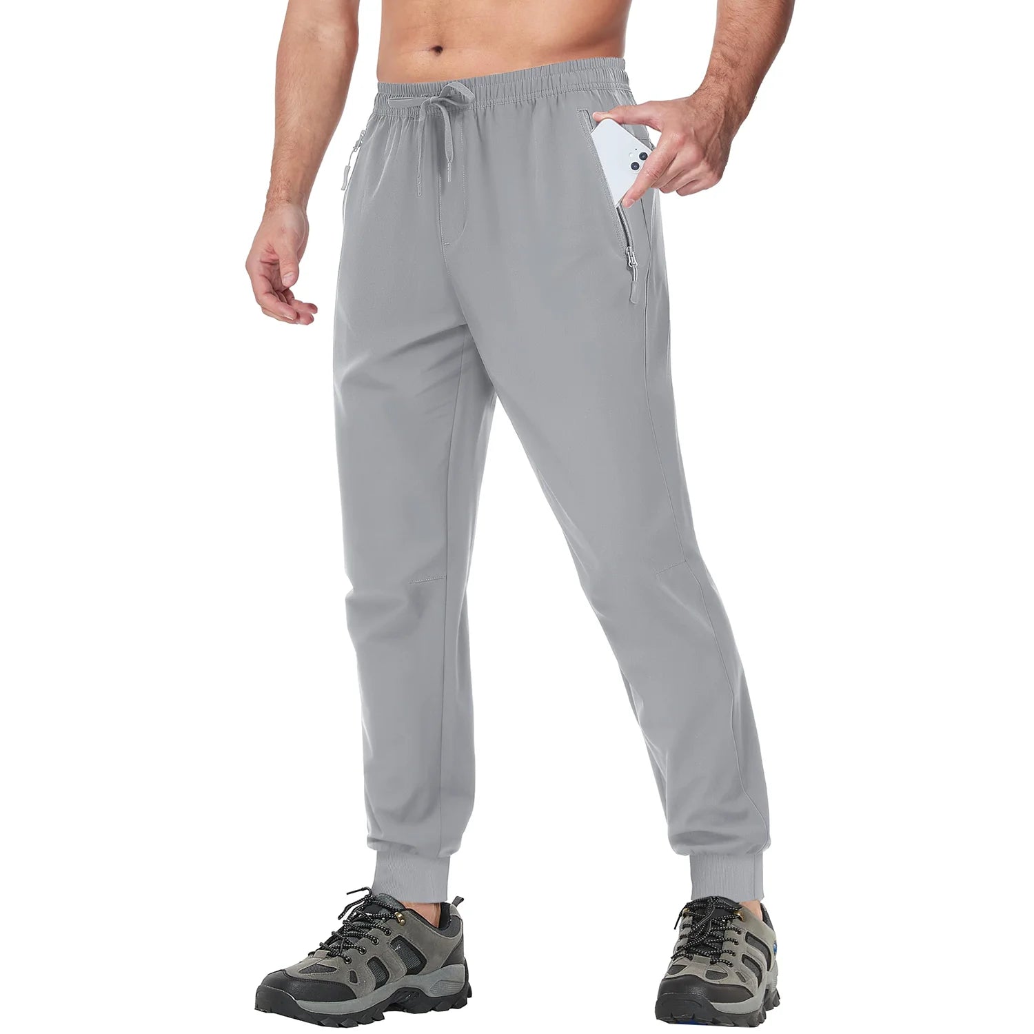 TACVASEN Summer Quick Dry Hiking Pants Mens Casual Zipper Pockets Sports Training Pants Outdoor Jogger Running Gym Work Trousers