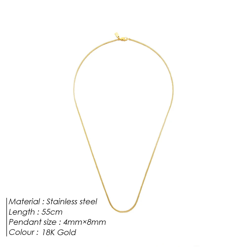 ELANDIS Stainless Steel Waterproof Platinum Charm 1.5MM Box Chain Necklace in White Golden Men's  Fine Gift Jewelry Dropshipping