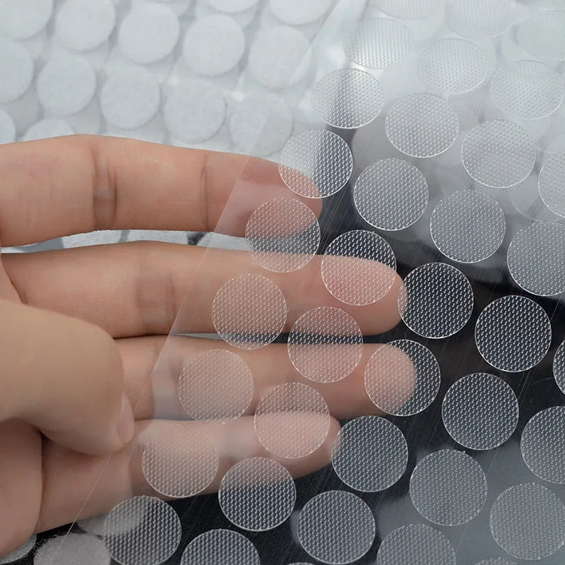 99pairs 10/15/20mm Transparent Sticky Dots Self Adhesive Hook and Loop Fastener Tape Strong Glue Baby Round Coin Tape Sticker