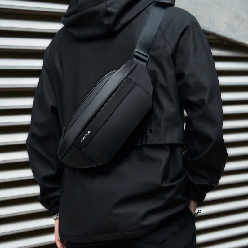 Fashionable Solid Waterproof  Men's Crossbody Shoulder Bag Daily Travel Sports Fanny Pack Bumbag Trend Phone Waist Bag