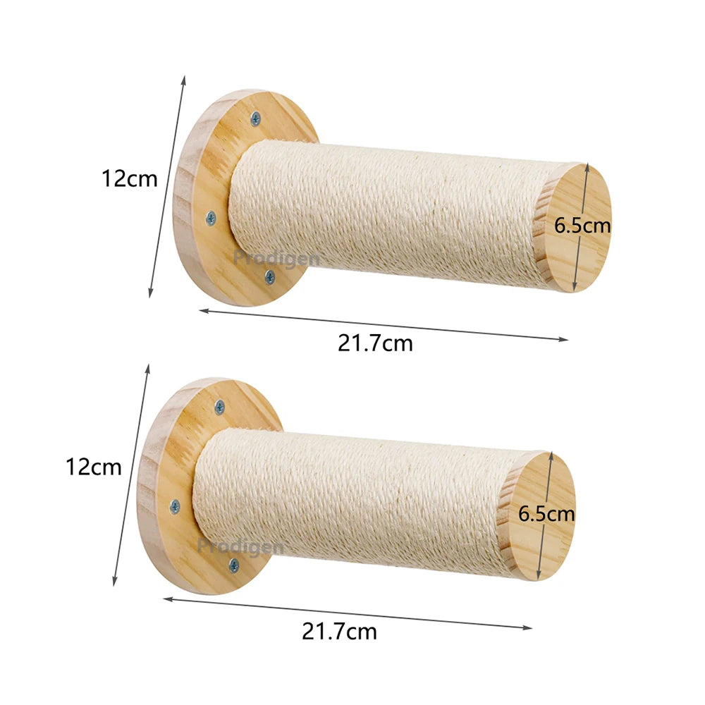 Wall Mounted Cat Scratching Post Wall Furniture Wood Kitten Scratcher Tree for Large Cats Thicker Columns for Multi-Functions