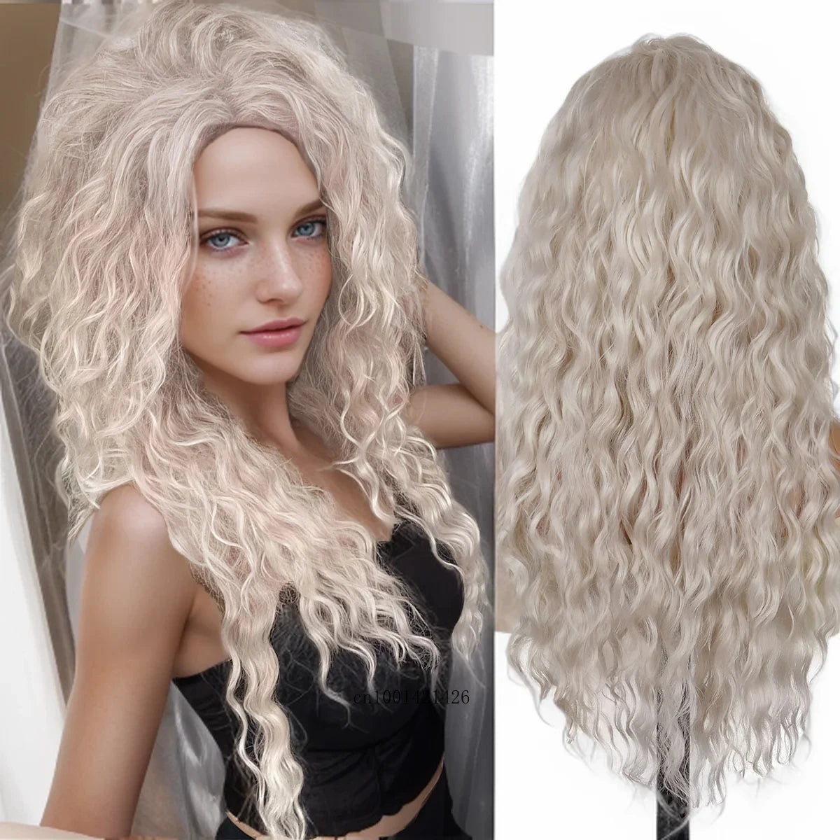 Ash Blonde Curly Wig 26" - Synthetic